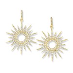 Gold Plated Large Sunburst Earrings with CZs